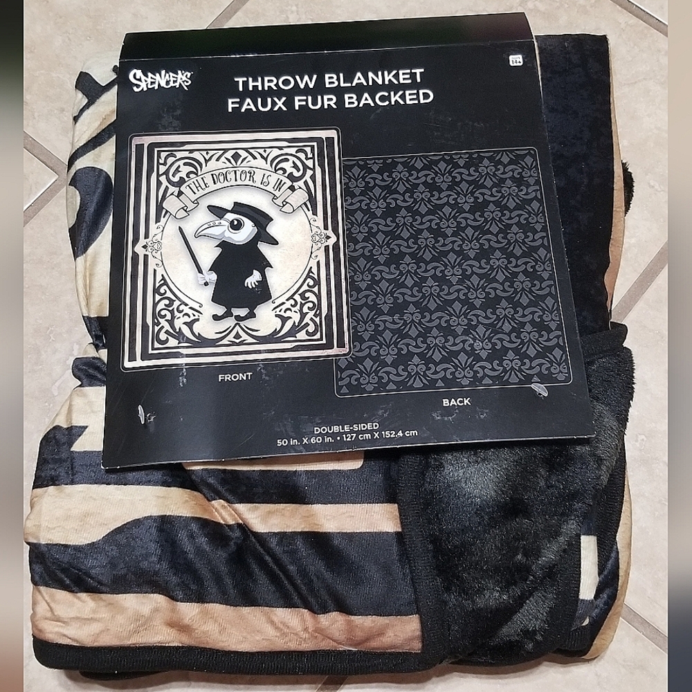 'THE DOCTOR IS IN' Plague Doctor 50 X 60 Inch Double-Sided Faux Fur Throw